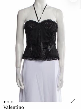 100% Silk Black Lace Corset Top